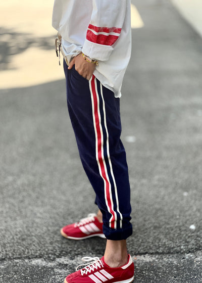 SPORTY VELOUR TRACK PANT - NAVY