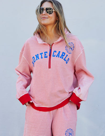RIVIERA RED STRIPE SWEAT - RED/WHITE STRIPE