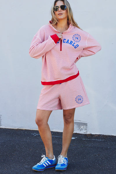 RIVIERA RED STRIPE SWEAT - RED/WHITE STRIPE