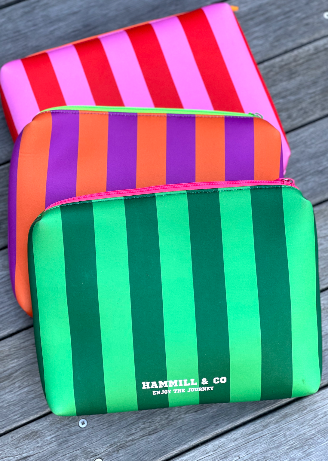 LARGE GREEN STRIPE POUCH