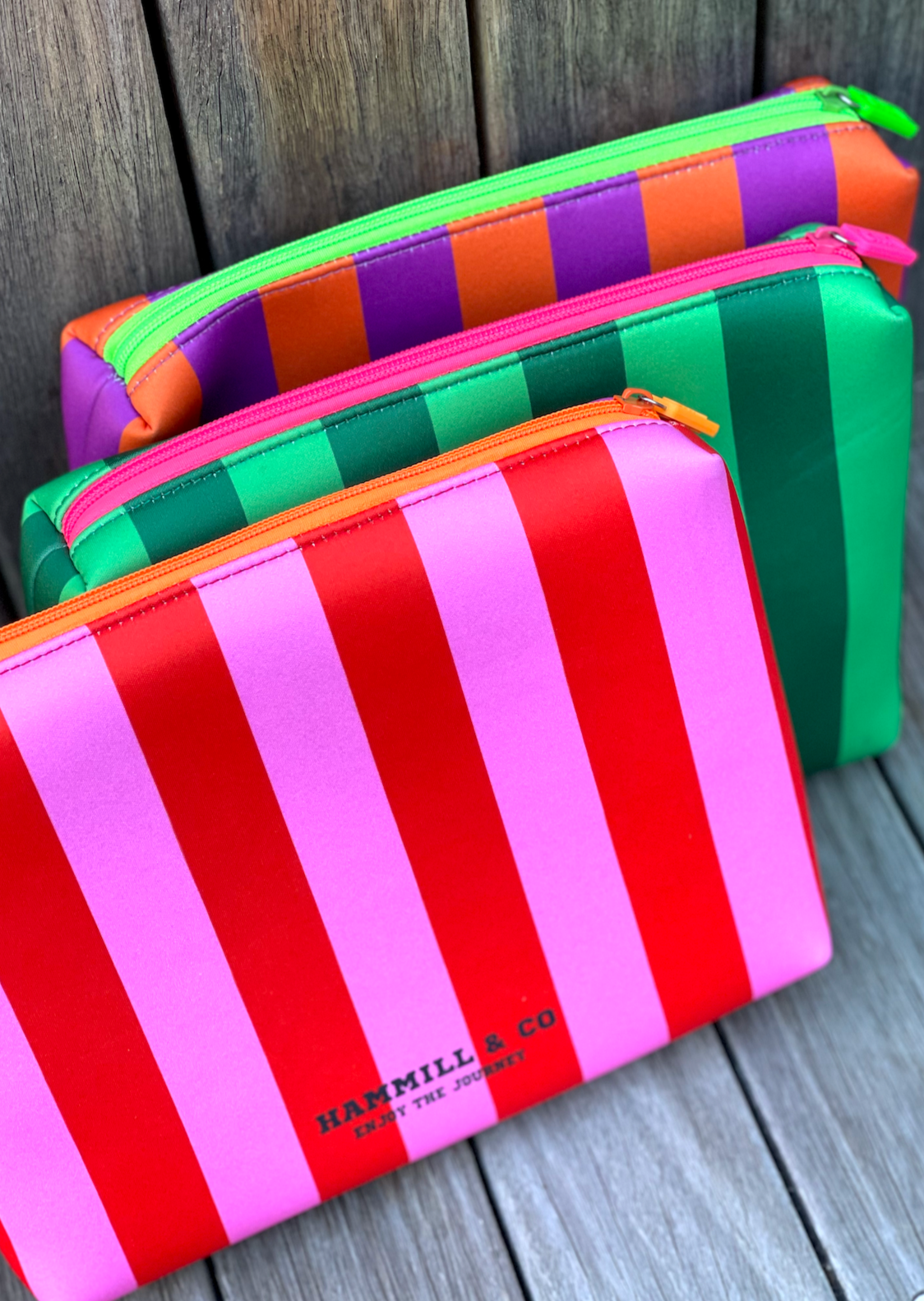 LARGE GREEN STRIPE POUCH